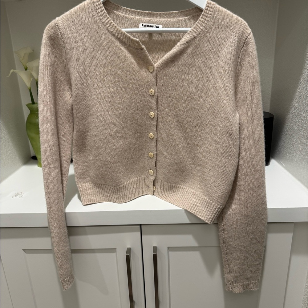 Reformation Clara Cashmere Crew Cardigan - Picture 2 of 3